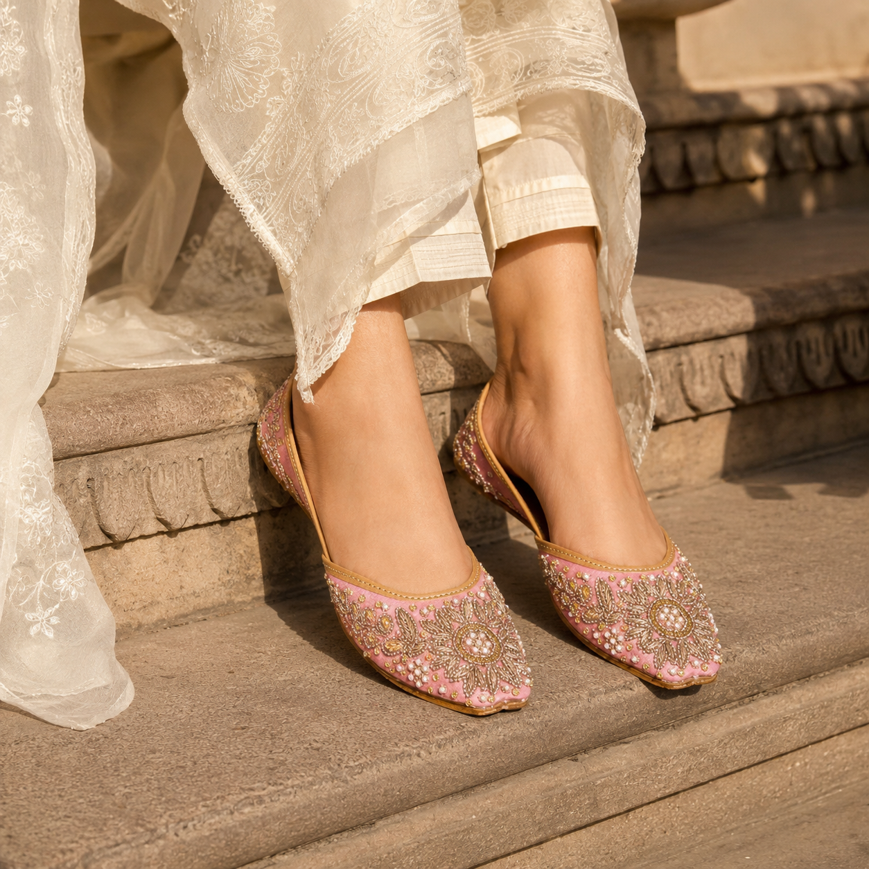 Mehreen Handcrafted Leather Juttis - The Heels India