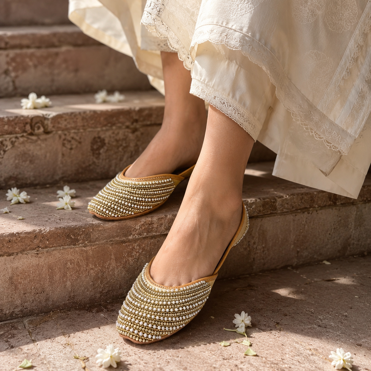 Noor Handcrafted Leather Juttis - The Heels India