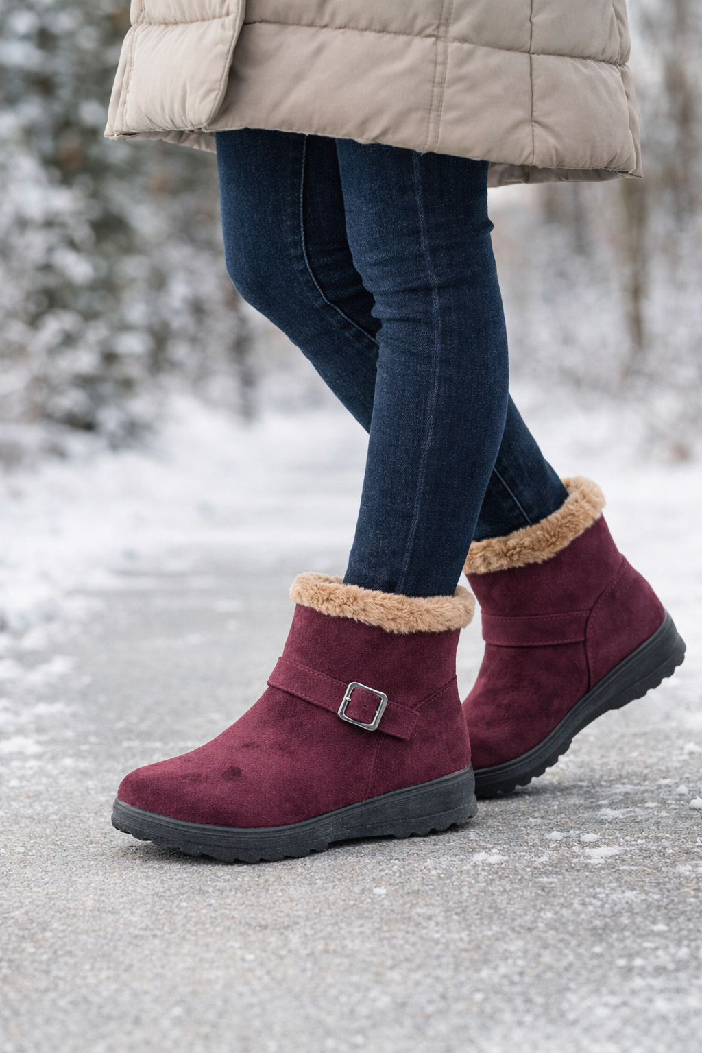 Costara Suede Fur Ankle Boots