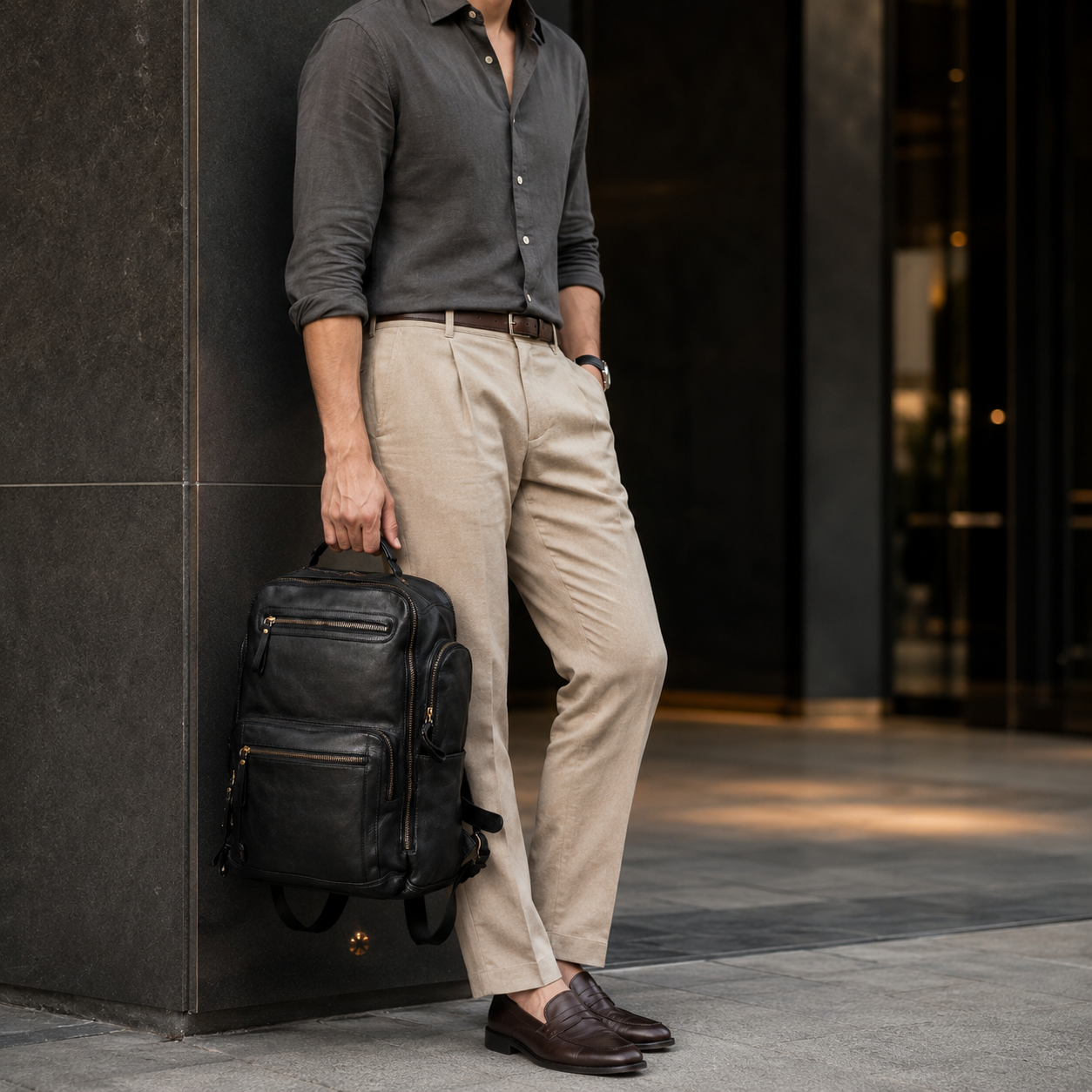 Aristo : Real Leather Black Backpack - The Heels India