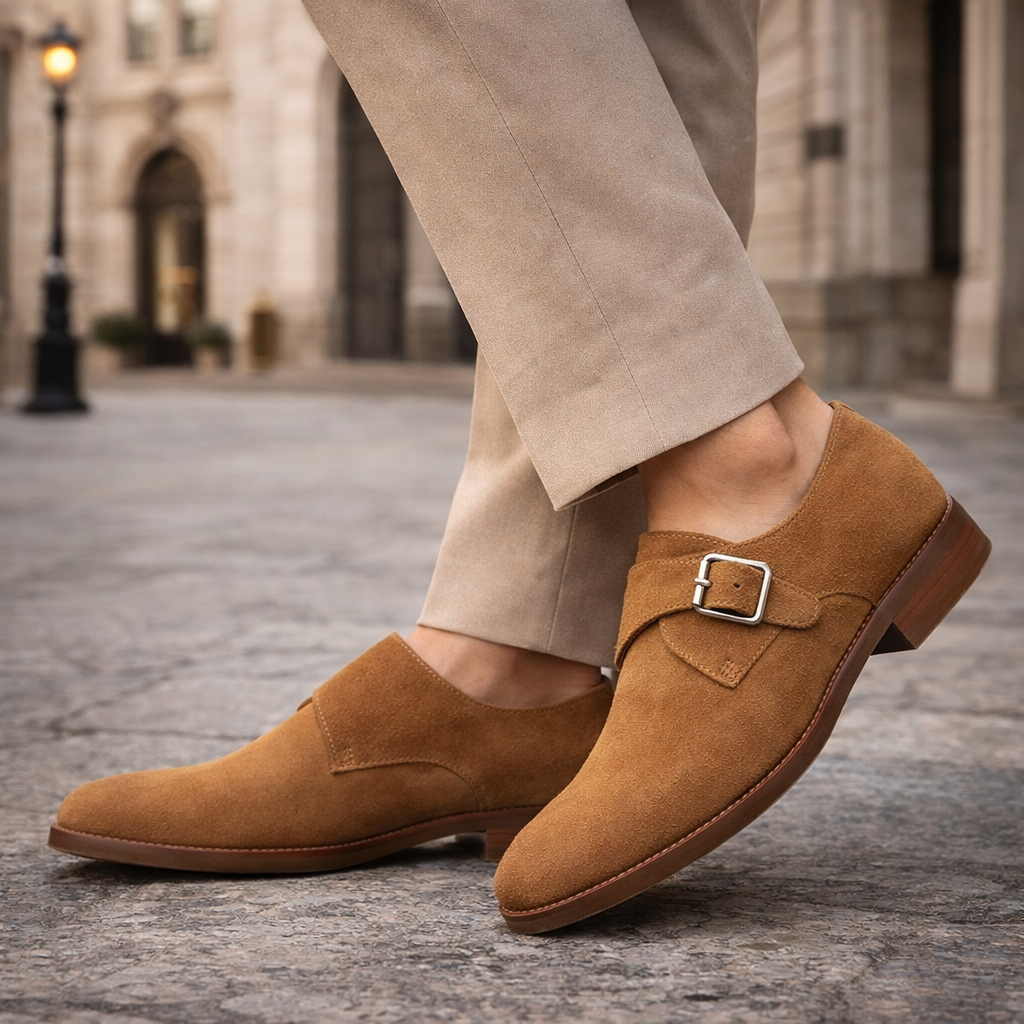Salvatore Suede Leather Monk Strap