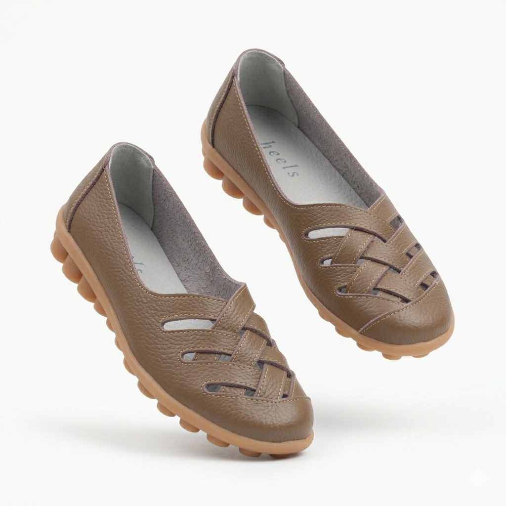 Zuri Criss Cross Comfort Leather Loafers - The Heels India