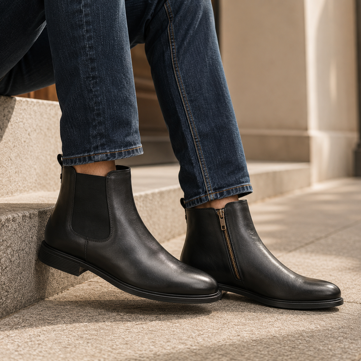 Duncan Leather Ankle Chelsea Zip Boots