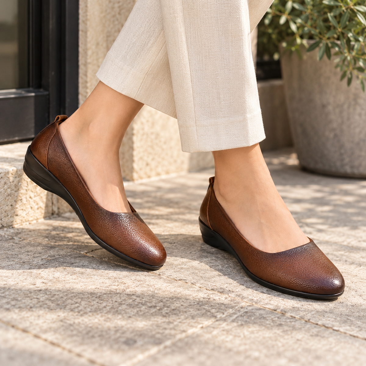 Jessie Leather Everyday Wedge Ballerinas