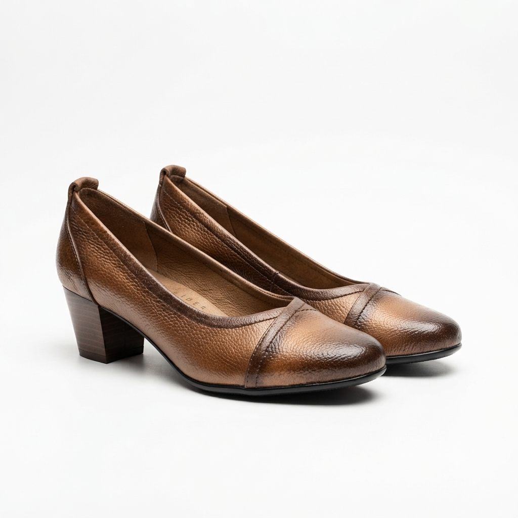 Olivia Leather Classic Block Heel Pumps