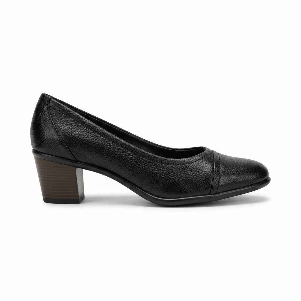 Olivia Leather Classic Block Heel Pumps