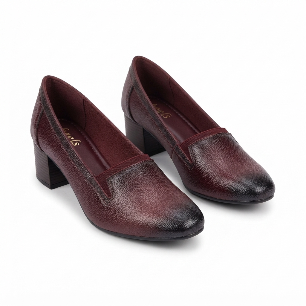 Lisbon Leather Block Heel Ballerinas