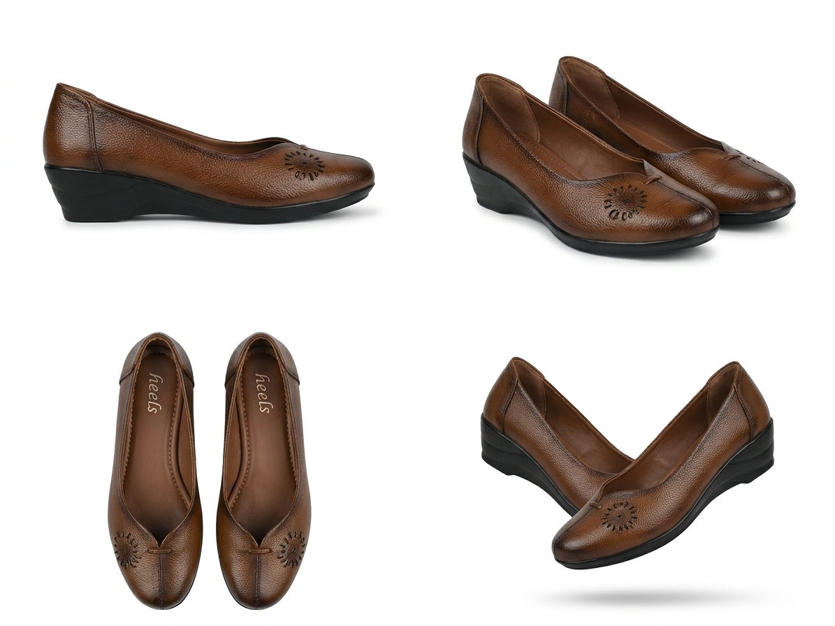 Lina Leather Wedge Ballerinas