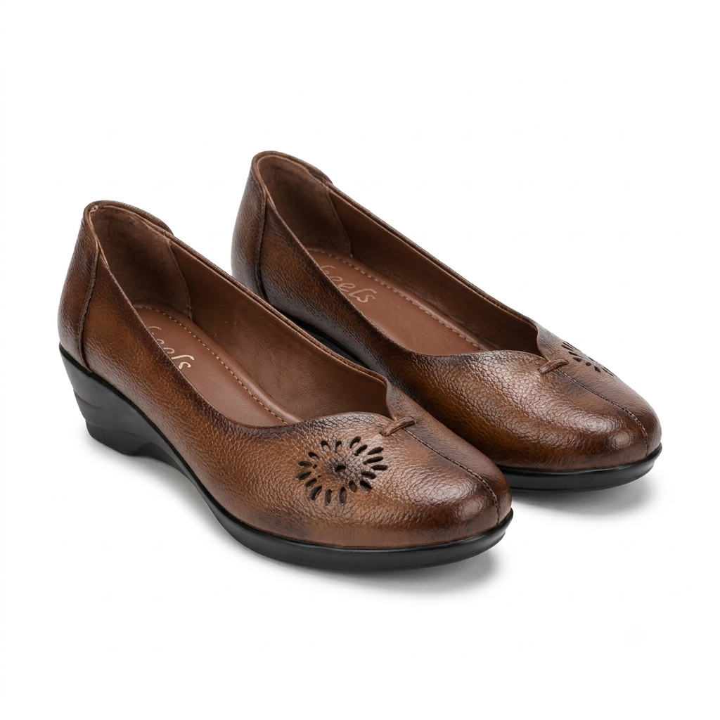 Lina Leather Wedge Ballerinas