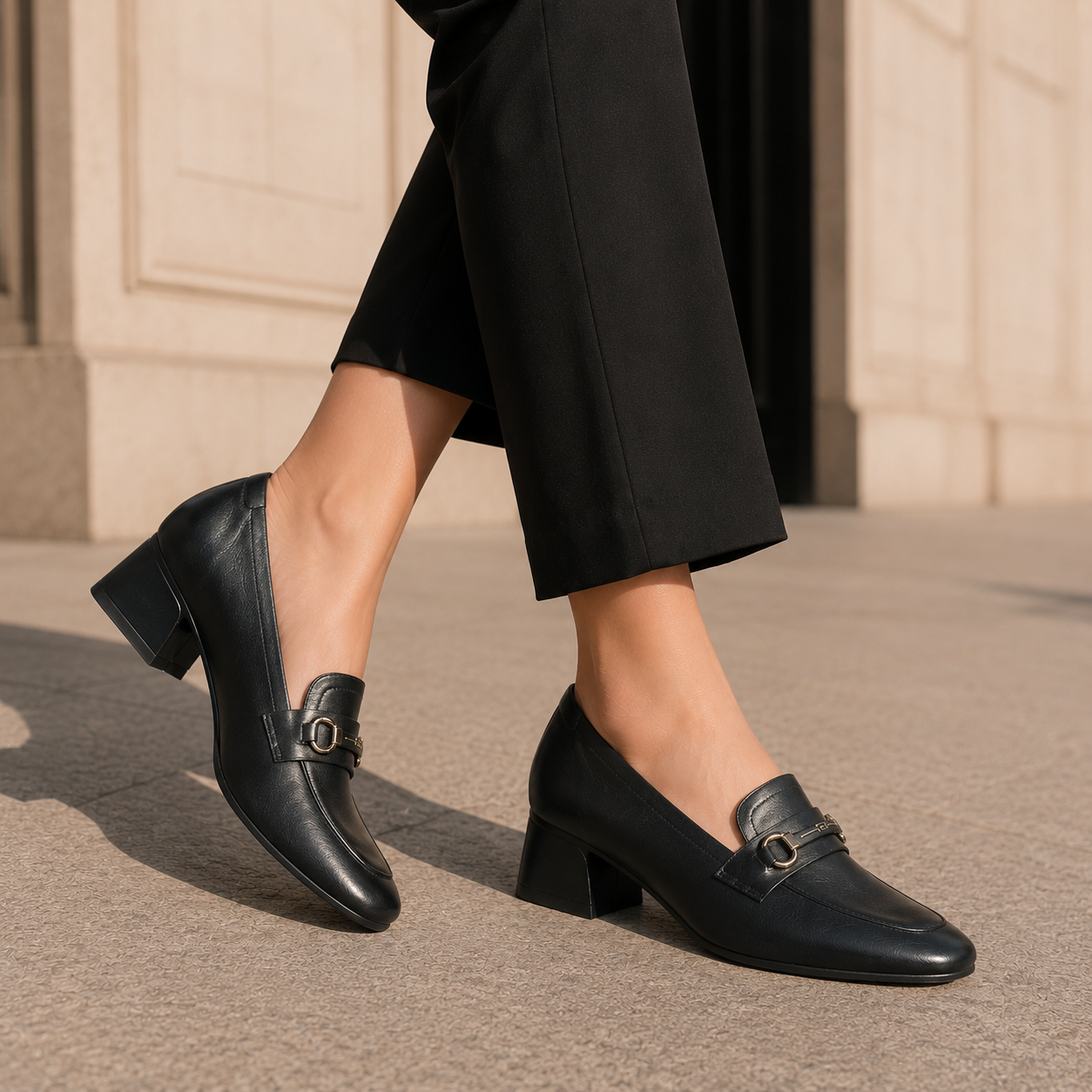 Melissa Premium Leather Block Heel Loafers
