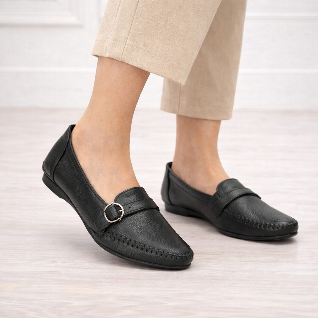 Tissier Leather Cushioned Flat Ballerinas