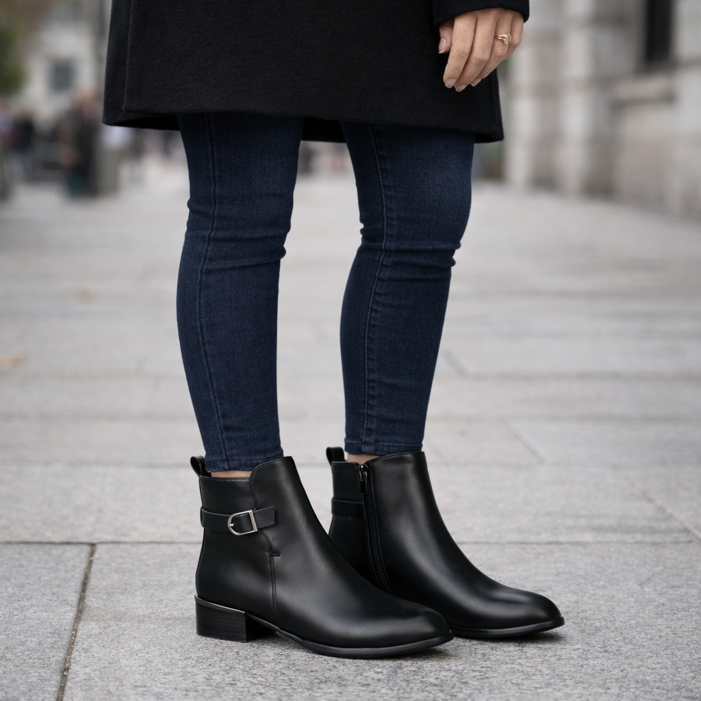 Roma Pelle Premium Winter Ankle Low Heel Boots