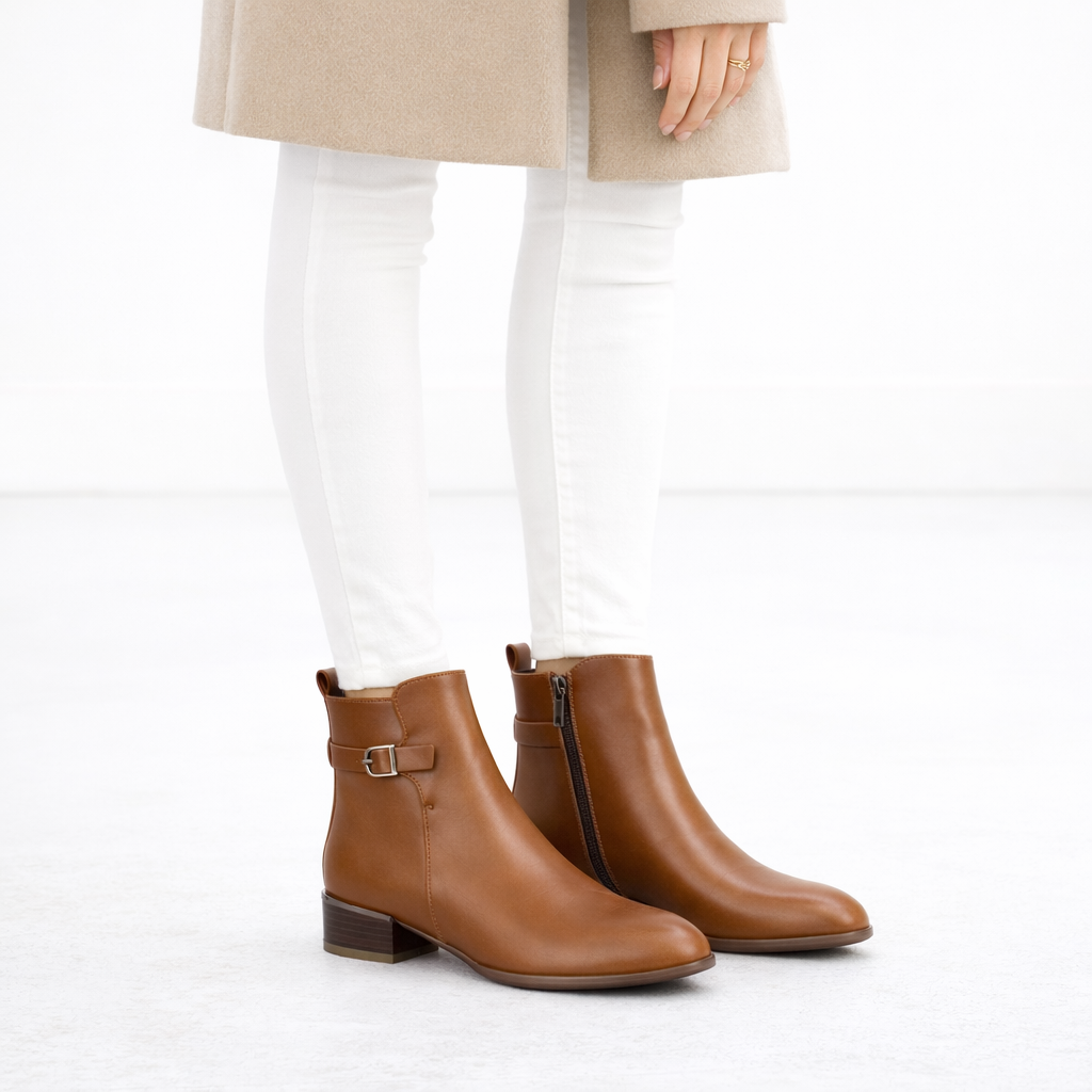 Roma Pelle Premium Winter Ankle Low Heel Boots