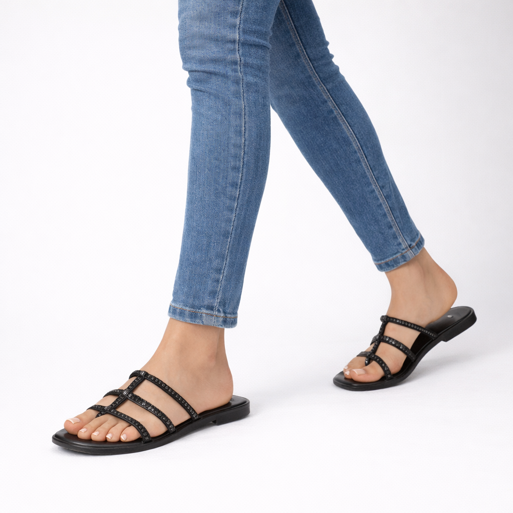 Elaris Embellished Bling Sliders - The Heels India