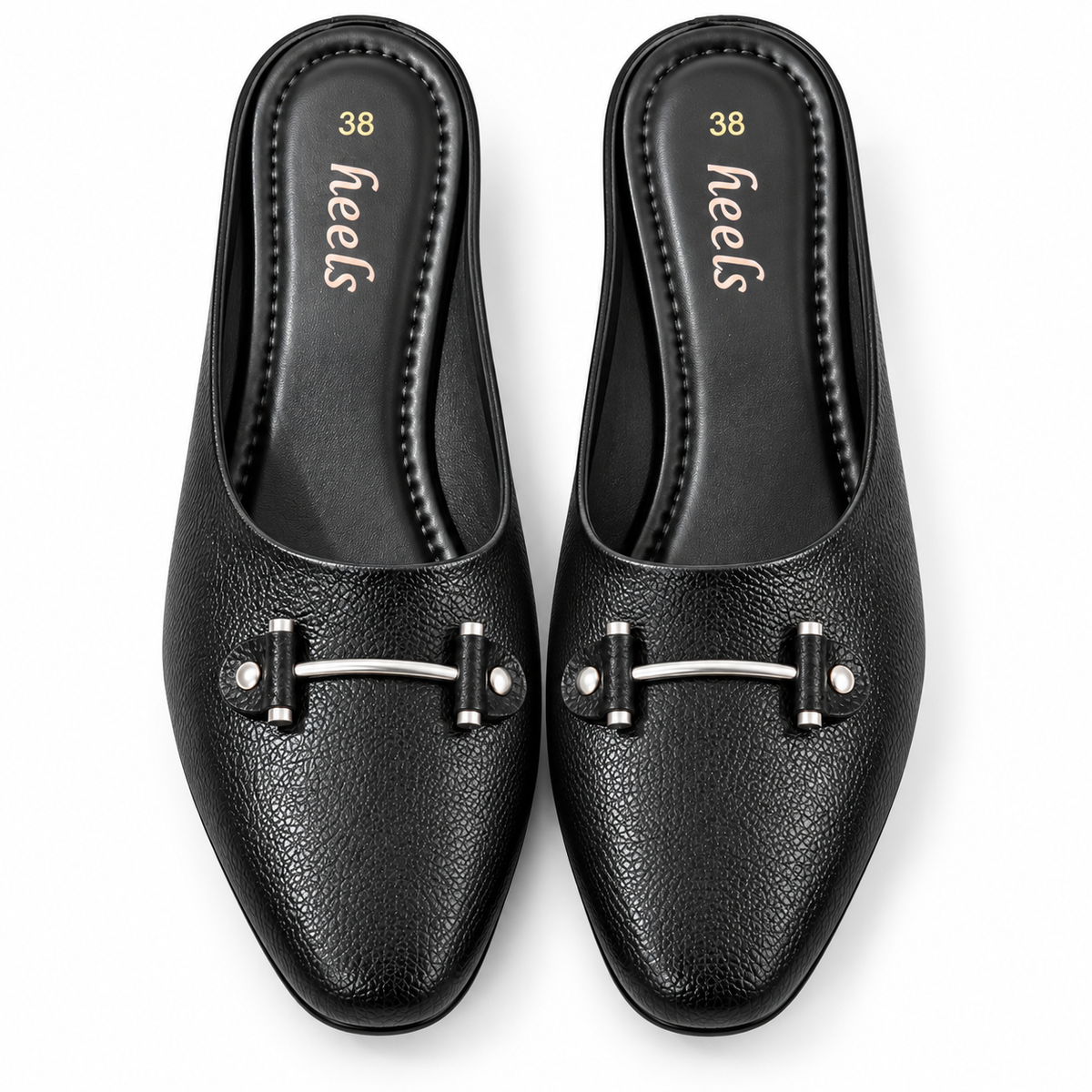 Cherie Buckled 2.0 Leather Back Open Wedge Heel Mules