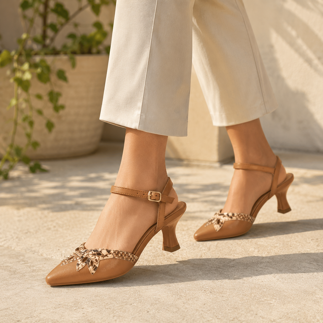 ELYSIA Premium Leather Ankle Strap Kitten Heels - The Heels India