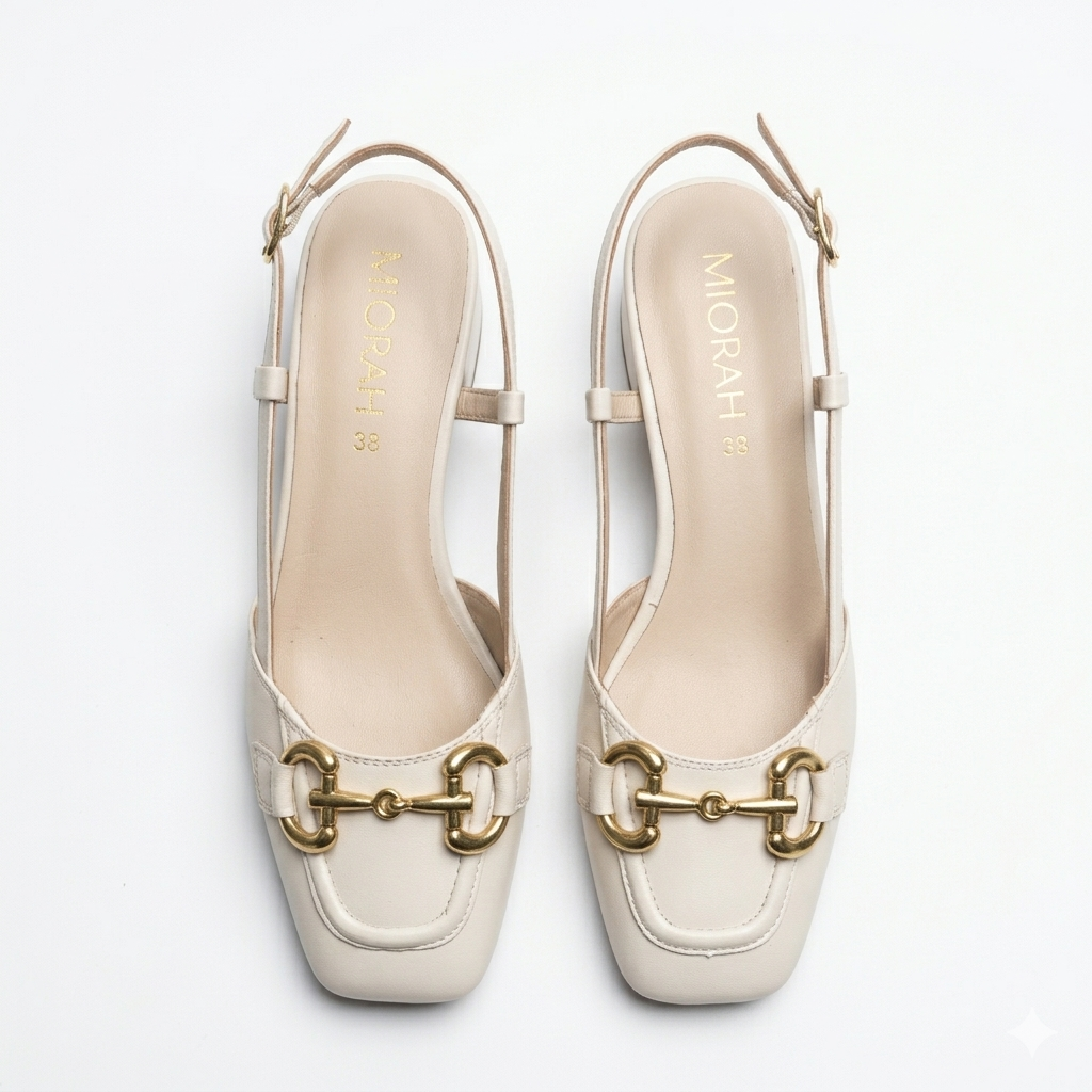 Majestic Premium Leather Sling Back Heels
