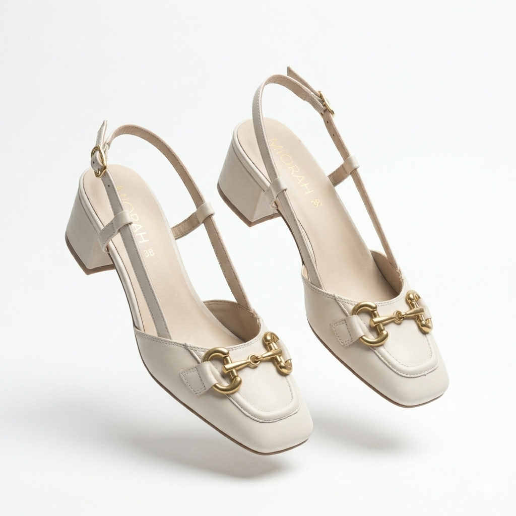 Majestic Premium Leather Sling Back Heels