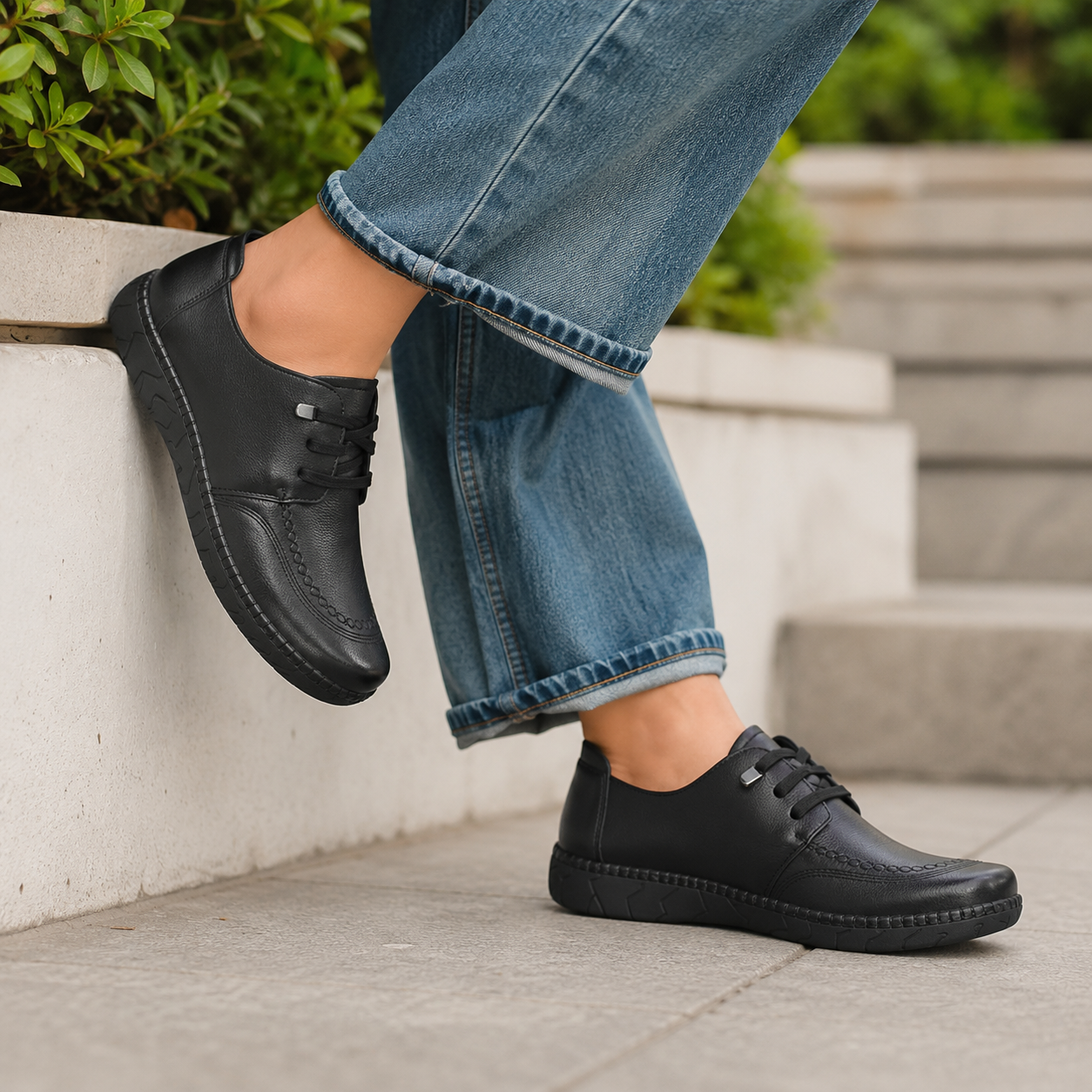 Arianna Premium Leather Casual Lace Up Derby Shoes