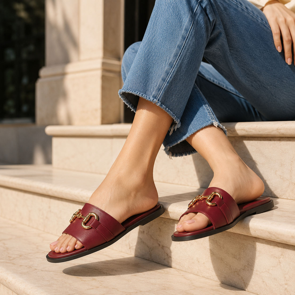 FLUTTER Premium Leather Neon Summer Sliders