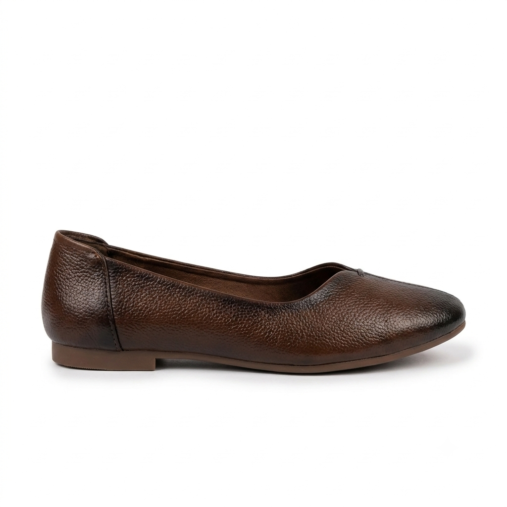 Nysa Classic Leather Ballerinas in Rust - The Heels India