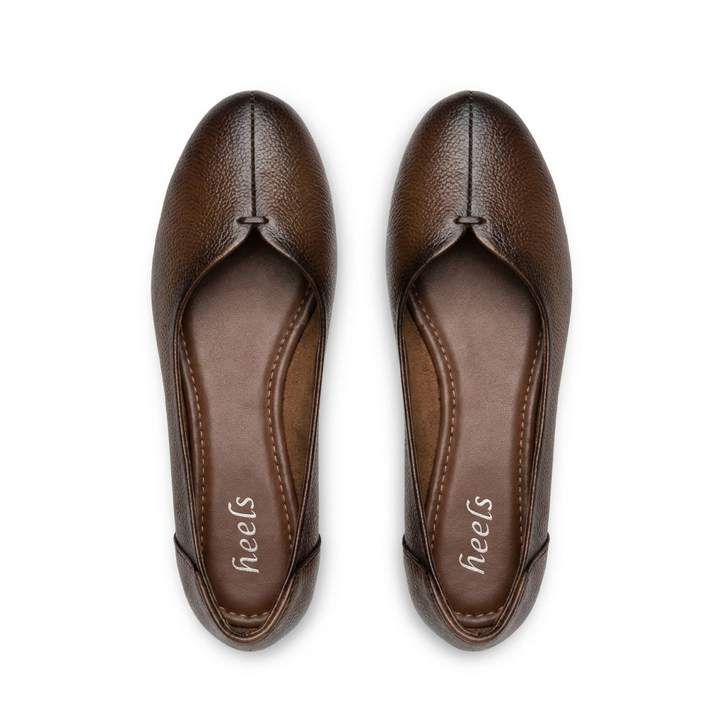 Nysa Classic Leather Ballerinas in Rust - The Heels India