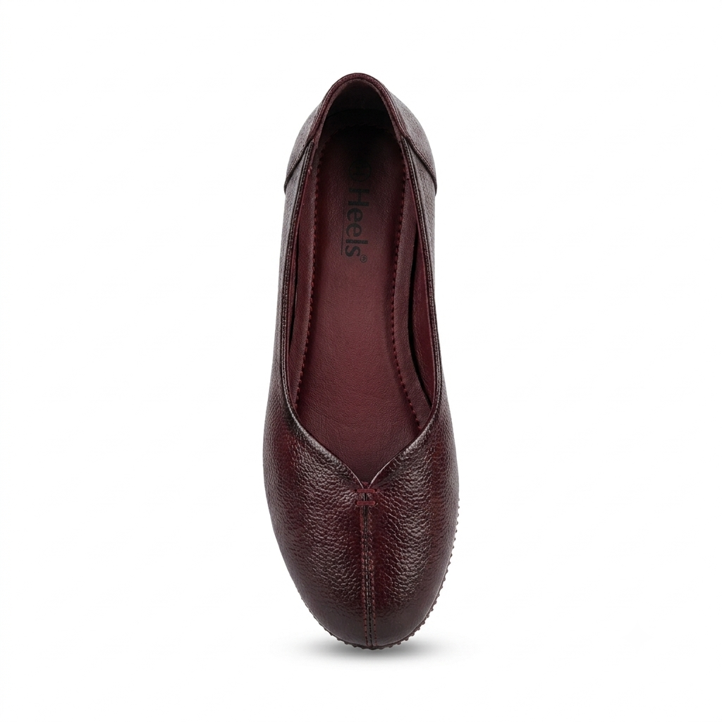 Nysa Classic Leather Ballerinas in Maroon - The Heels India
