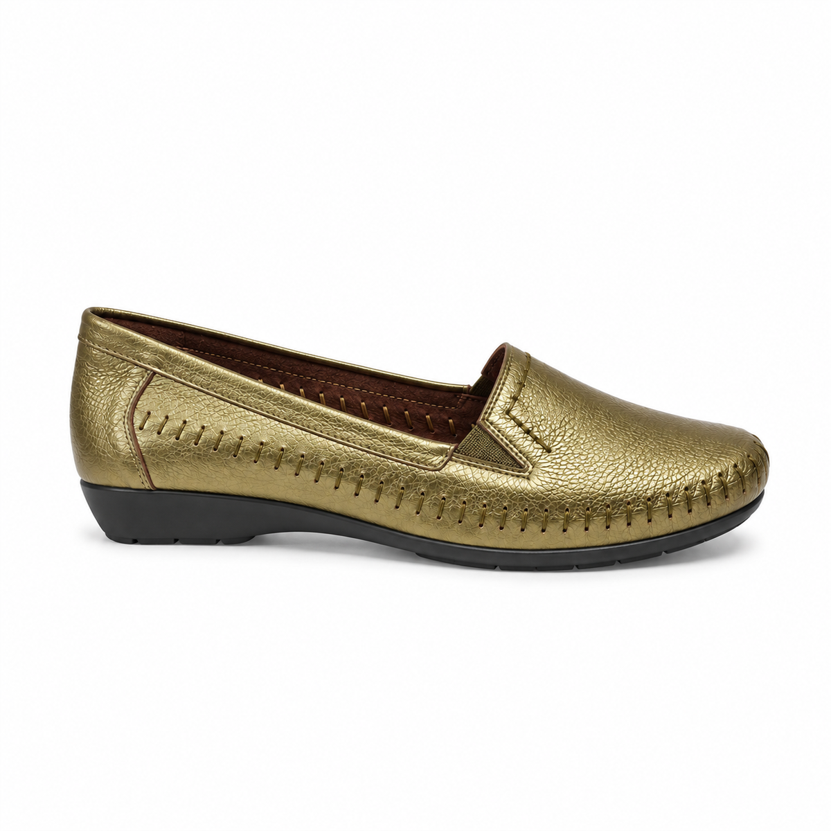 Lizzy Wedge Leather Classic Ballerinas in Bronze - The Heels India