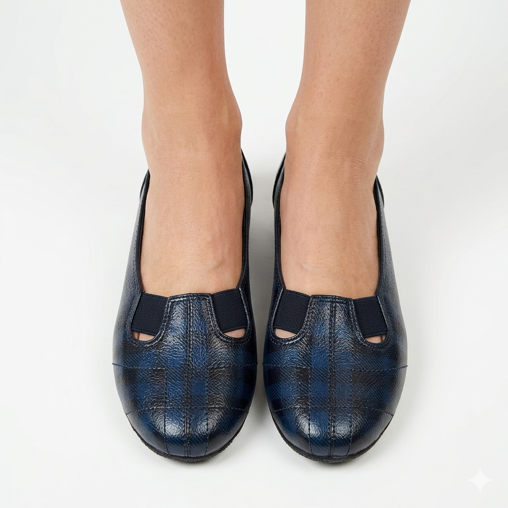 Ellie Classic Stitched Leather Elastic Ballerinas - The Heels India