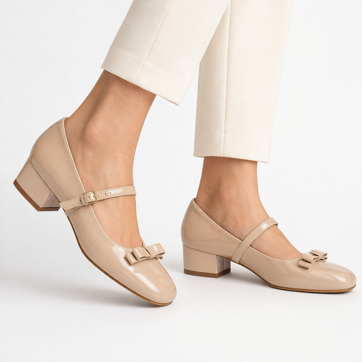 Marlyn Patent Mid Heel Mary Jane Strap Shoe
