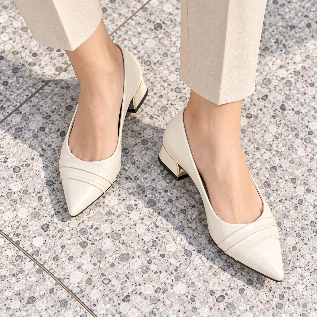 Hailey 2.0 Swirl Pointed Mid Heel Ballerinas