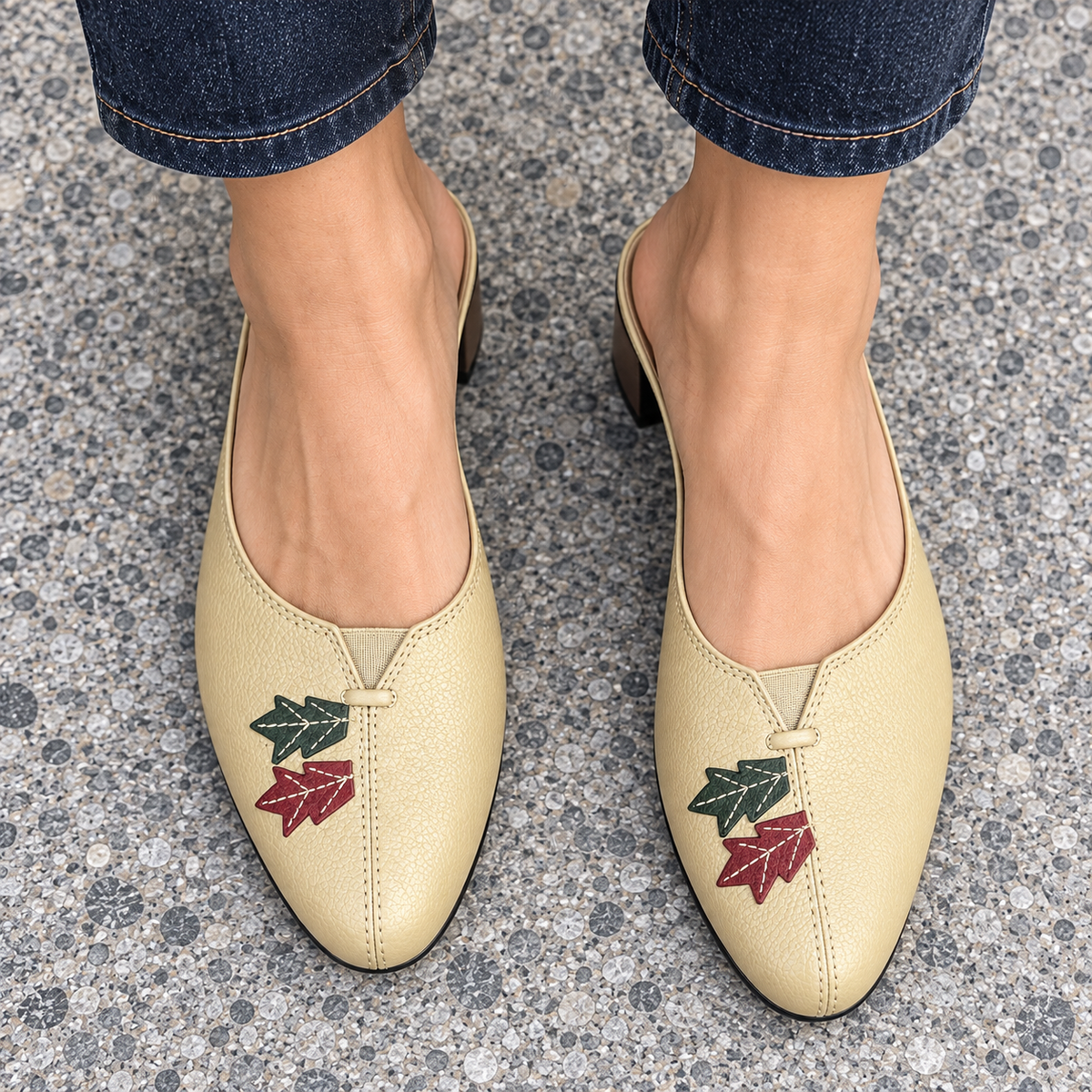 Autumn 2.0 Leather Back Open Block Heel Mules