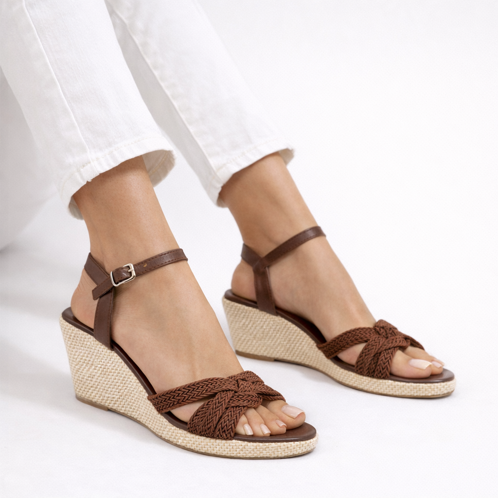 Xenia Crochet Jute Wedge Sandals - The Heels India