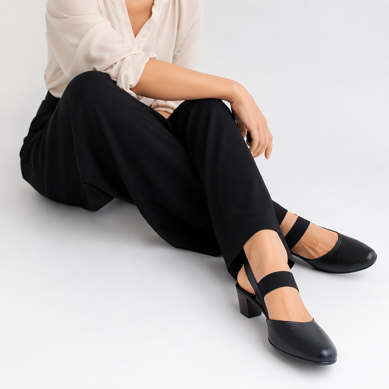 Marcia Leather Block Heel Pumps - The Heels India