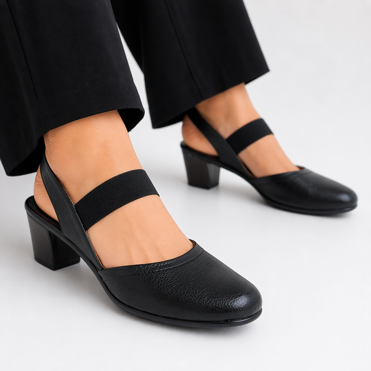 Marcia Leather Block Heel Pumps - The Heels India