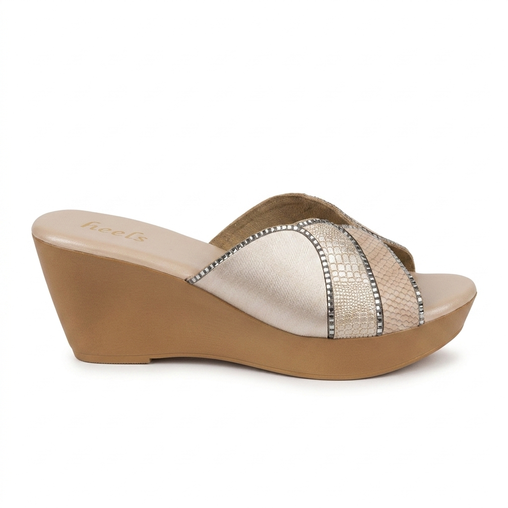 Silviya Bling Peep Toe Wedge Platform Heels