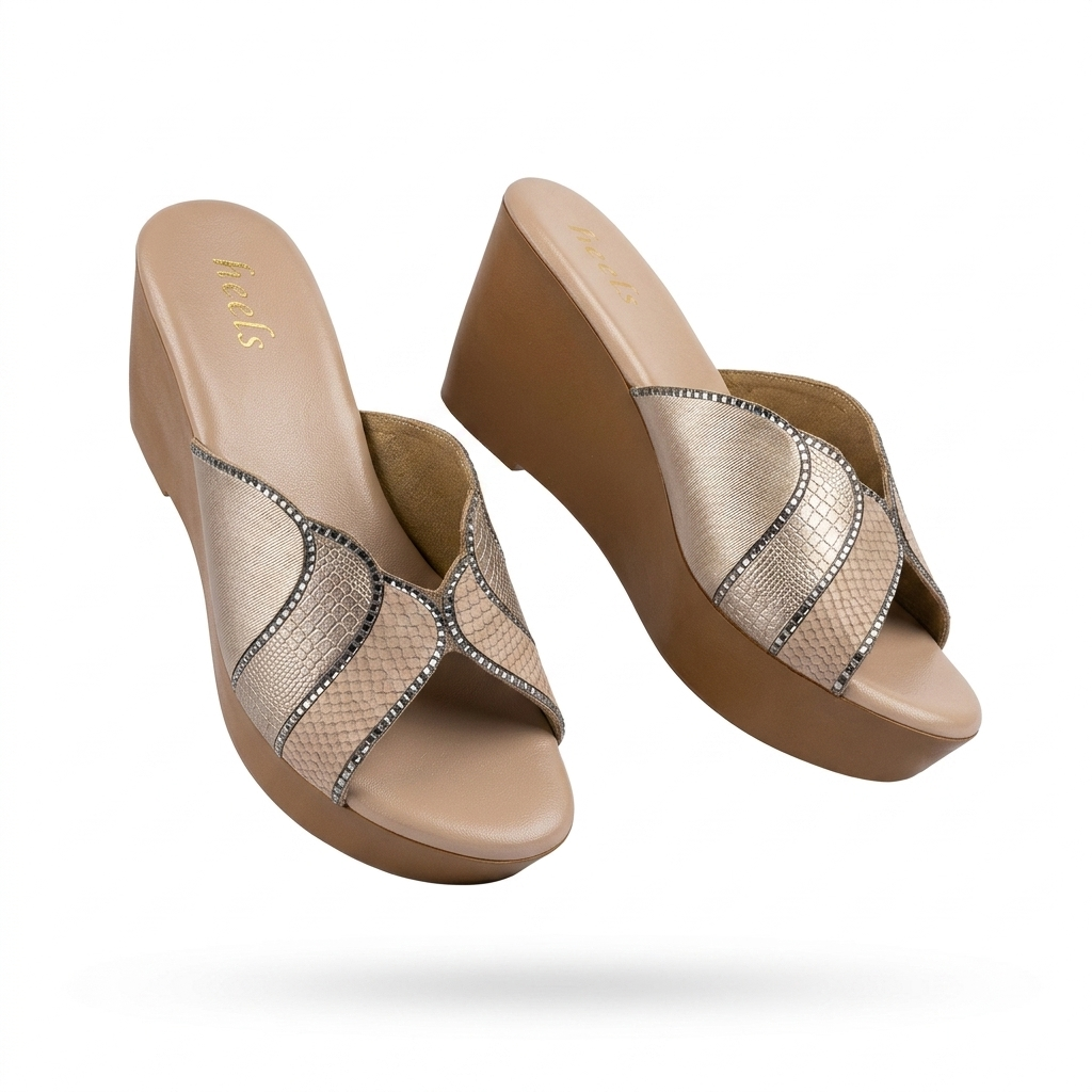 Silviya Bling Peep Toe Wedge Platform Heels