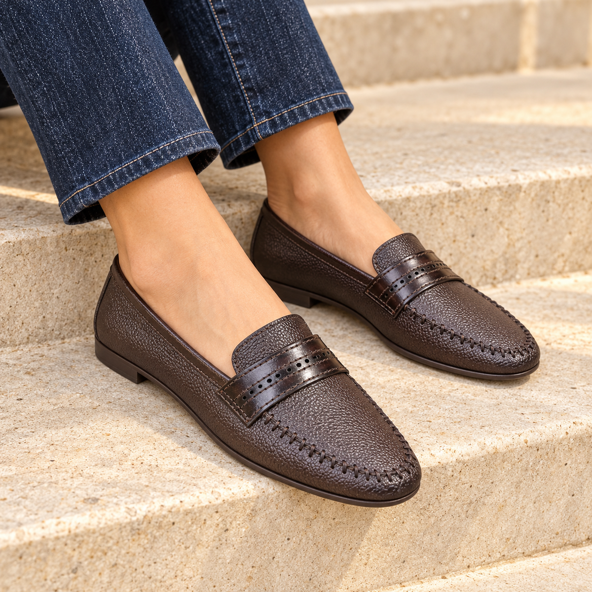 Lily Leather Classic Tie Stitch Ballerinas