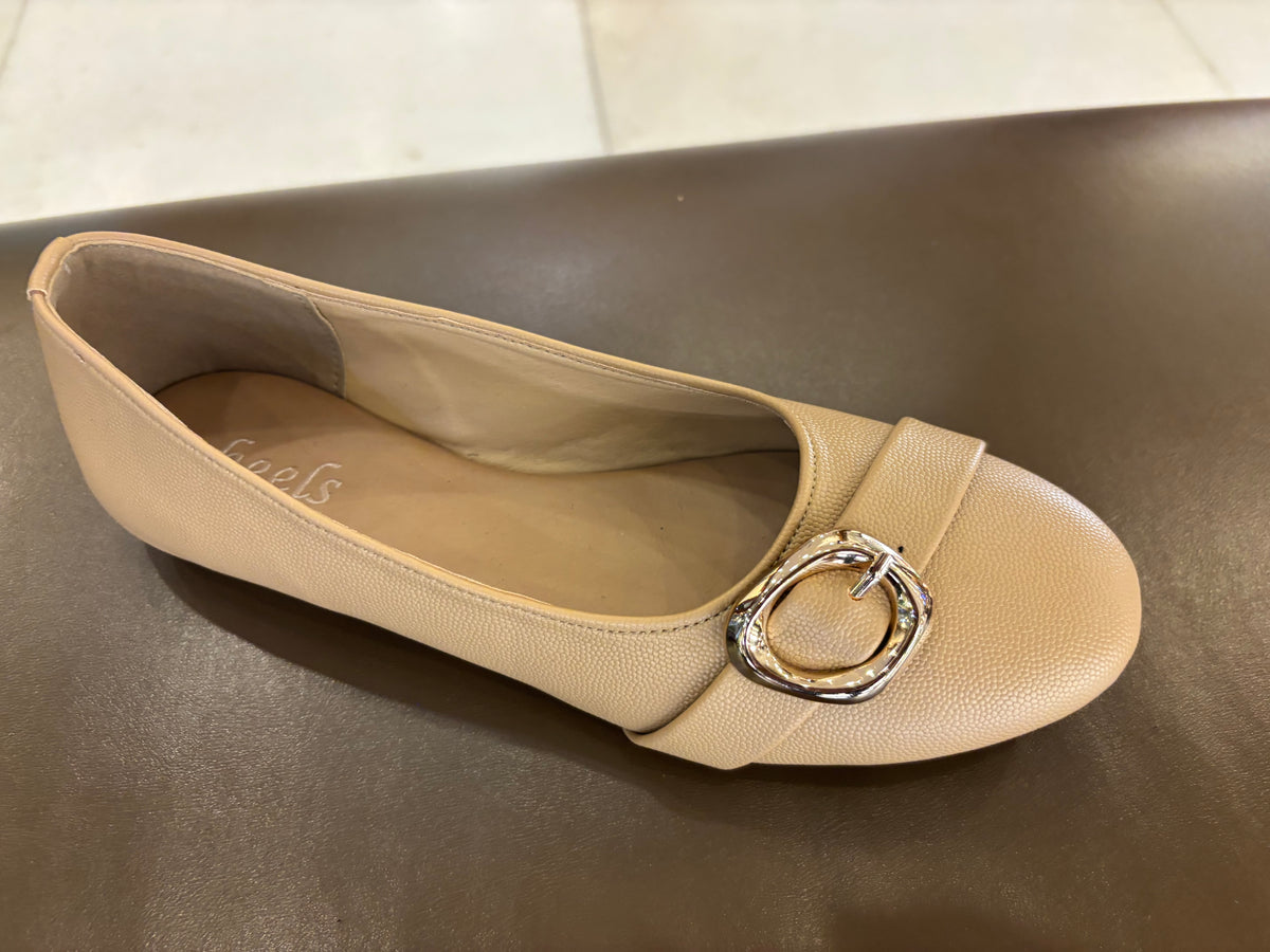 Pearl Cushioned Classic Buckle Vegan Ballerinas