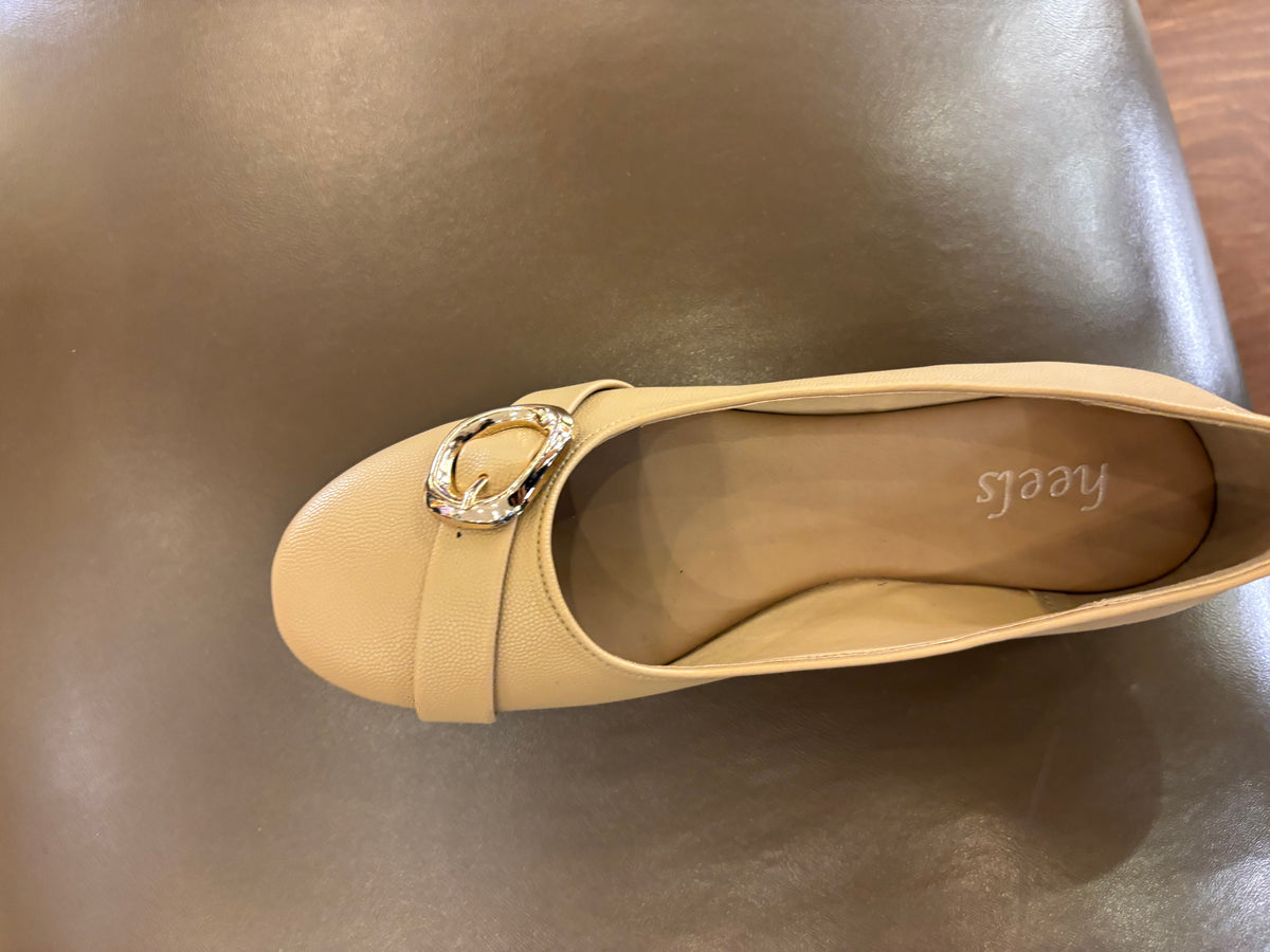 Pearl Cushioned Classic Buckle Vegan Ballerinas