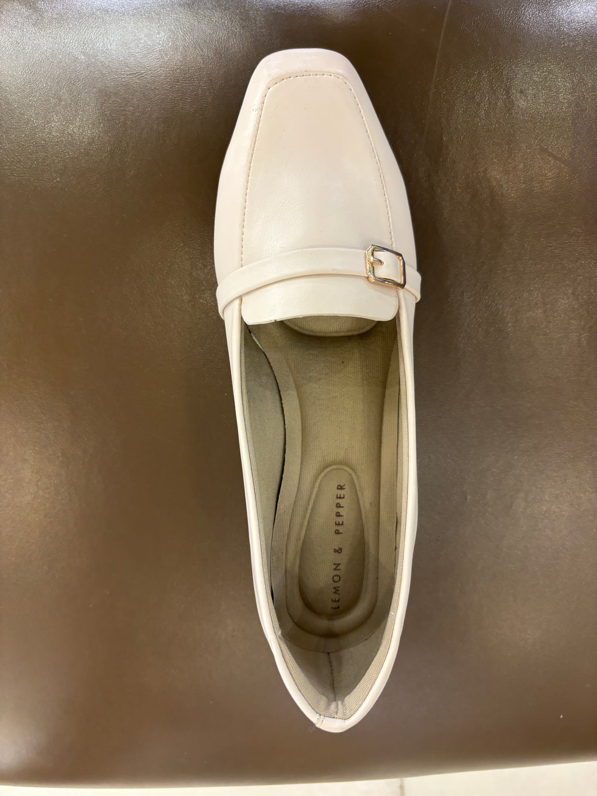 Paris Buckled Mid Heel Formal Loafers in Off White - The Heels India