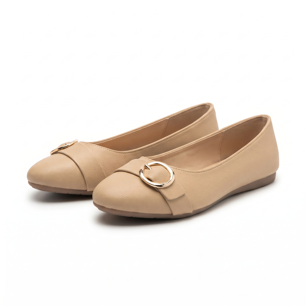 Pearl Cushioned Classic Buckle Vegan Ballerinas