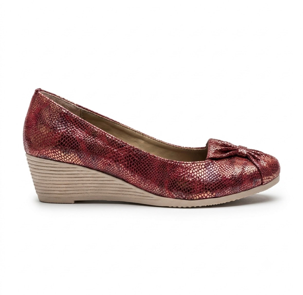 Jessie Vegan Shimmer Wedge Ballerinas in Cherry - The Heels India