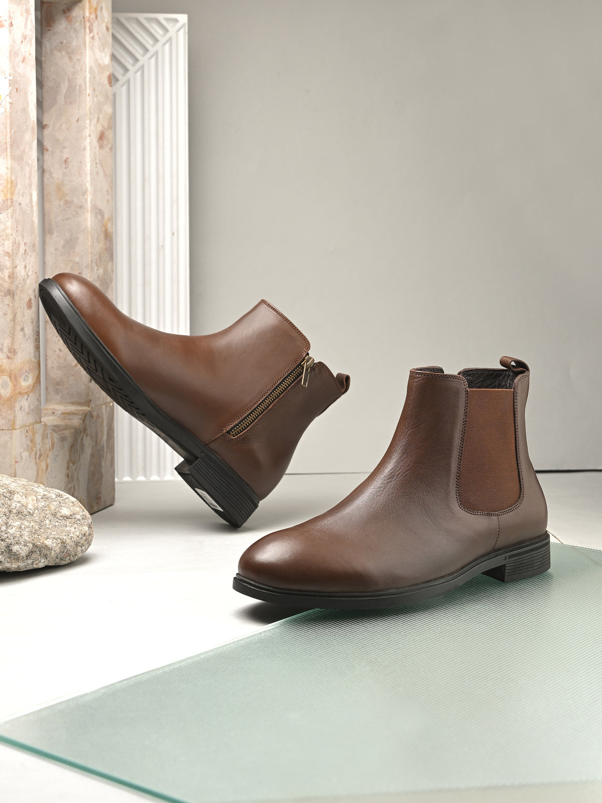 Duncan Leather Ankle Chelsea Zip Boots