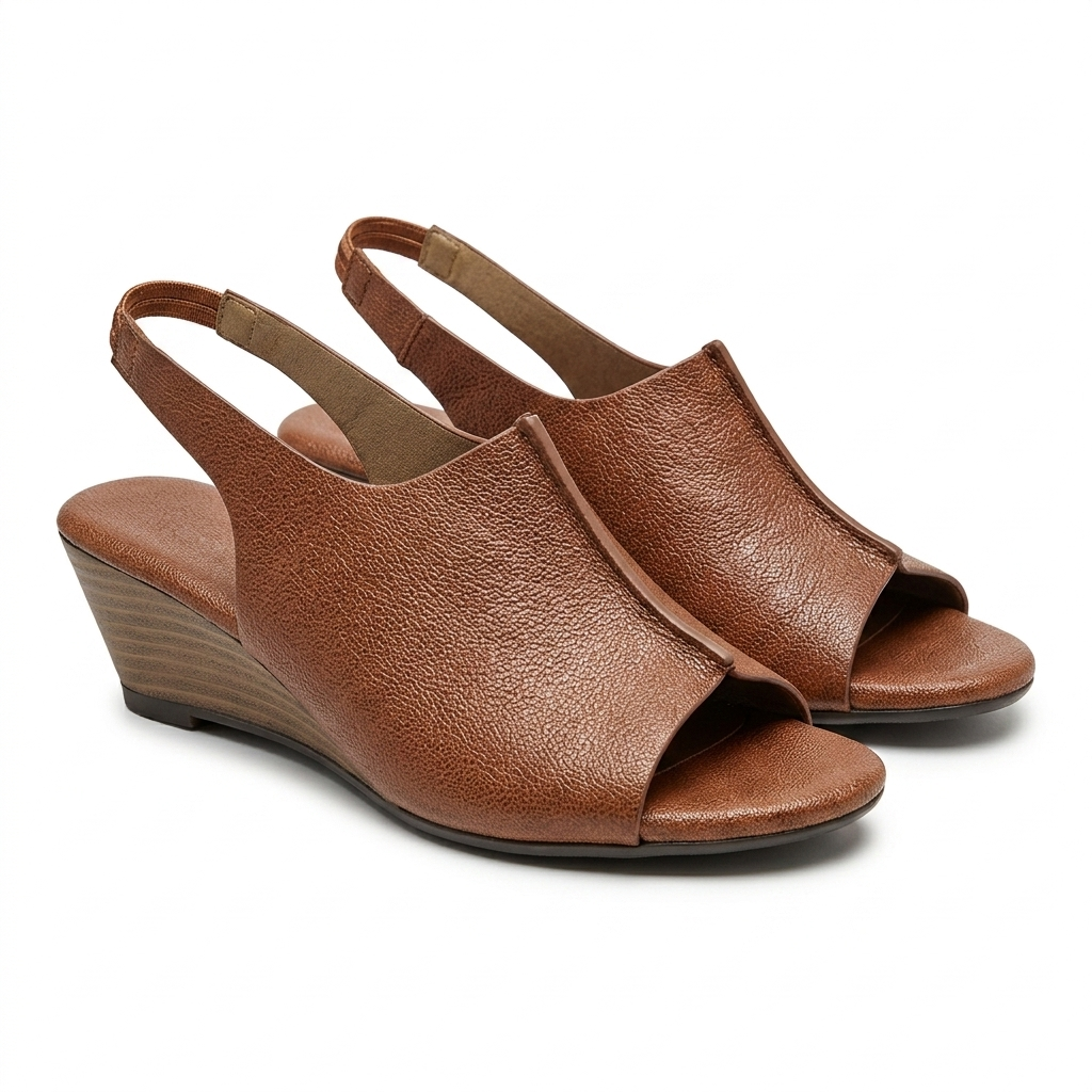 Meridian Back Elastic Peep Toe Wedge Heels