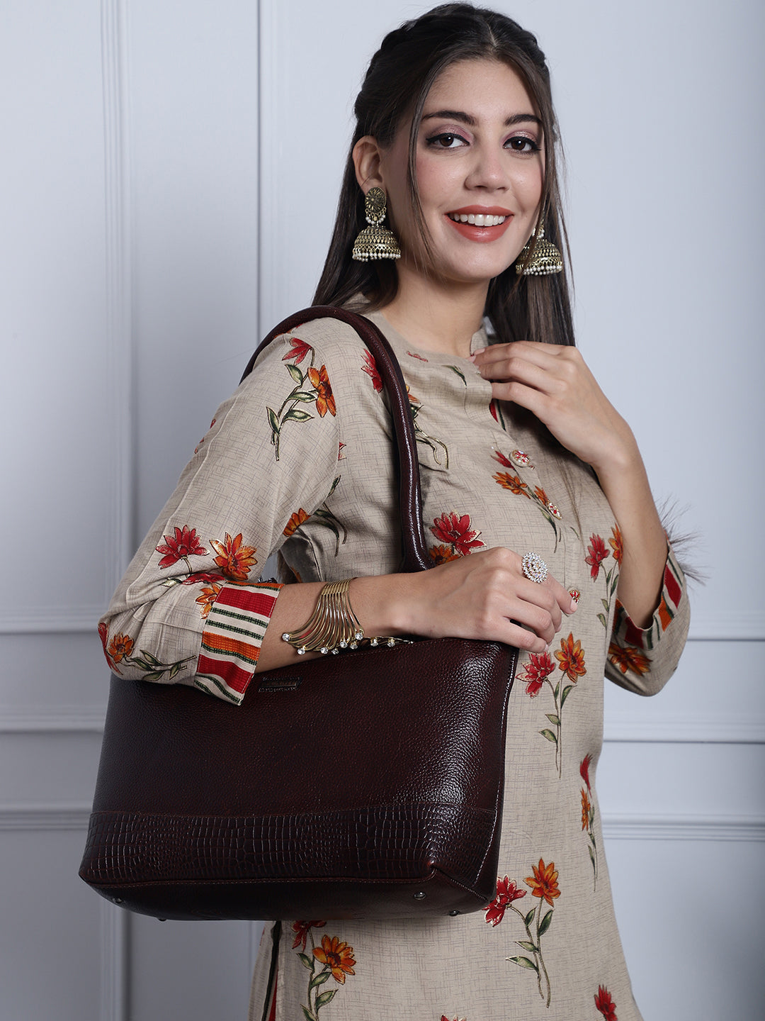 Leather Brown Office Bags for women LHB1042