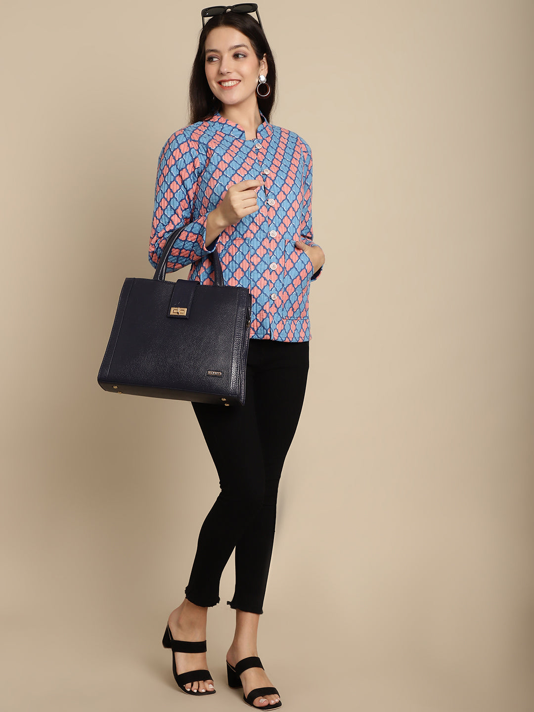 Blue Leather Bags for women LHB1050 - The Heels India