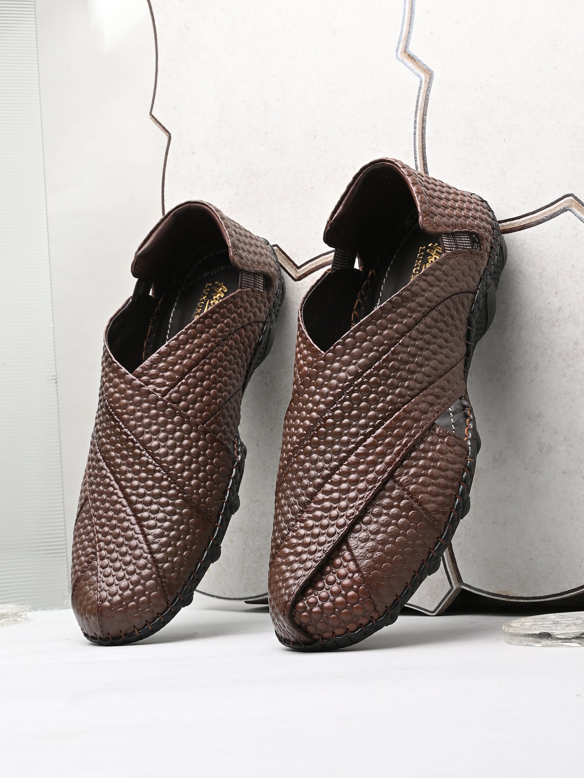Rayaan Leather Ethnic Cushioned Loafers