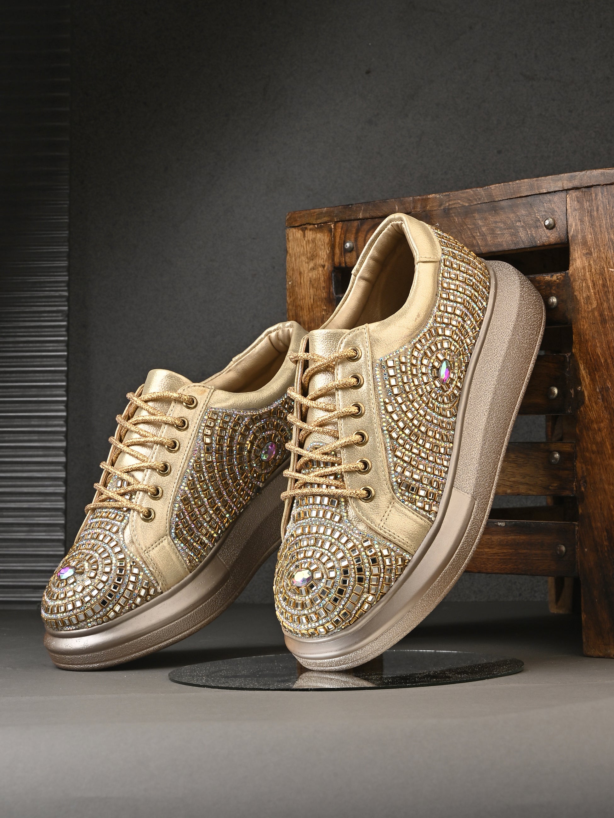 MEHRAÉN ATELIER Chunky Bridal Embellished Sneakers