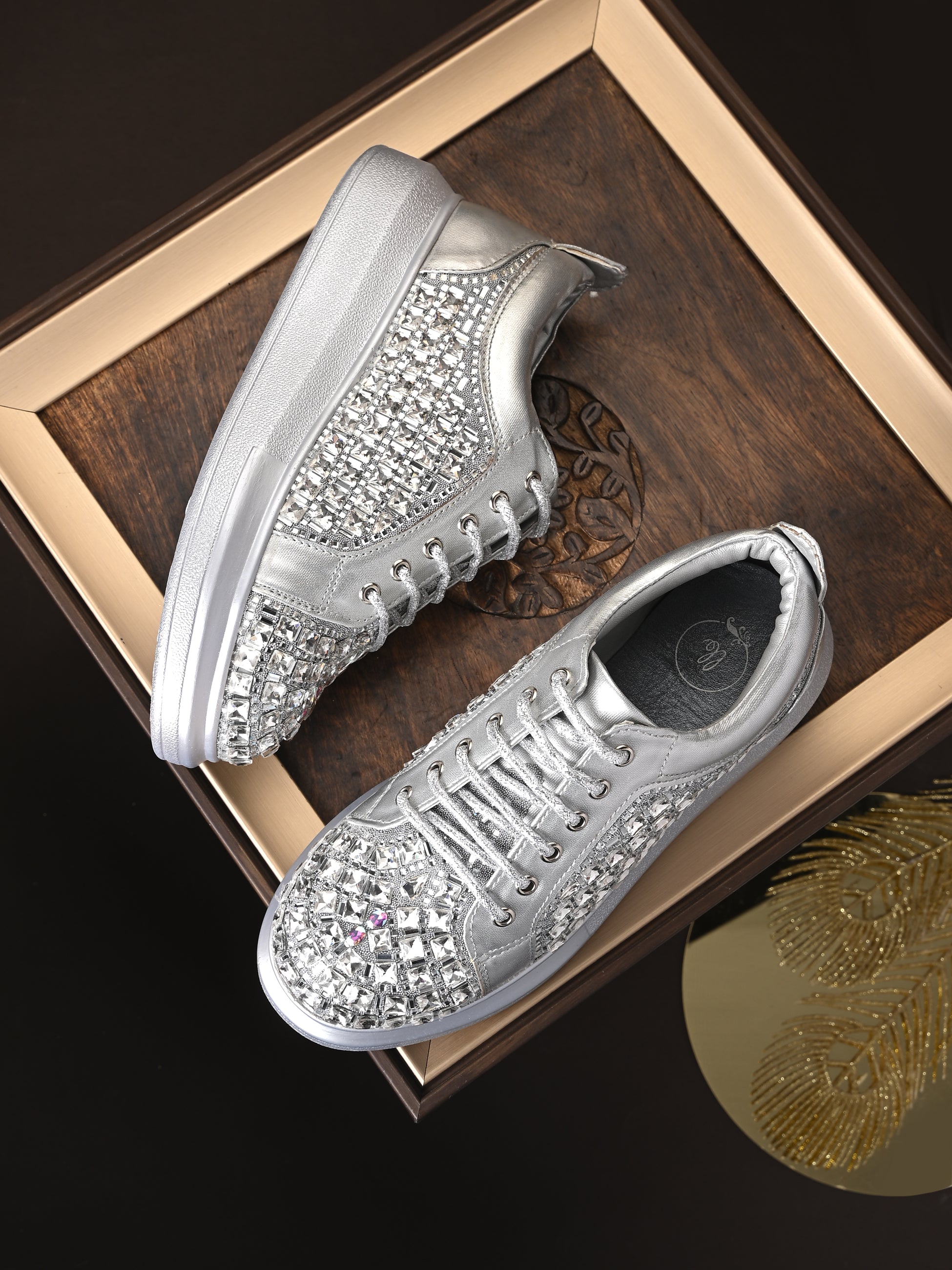 ZIVÉRA ROSÉ Chunky Bridal Embellished Sneakers